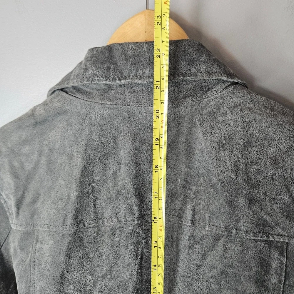 Levis Womens Gray Genuine Suede Leather Moto Biker Jacket Asymmetric Zip Medium?